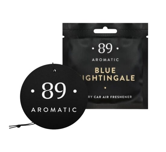BLUE NIGHTINGALE AROMATIC 89 • PERFUMED HANGING PAPER CAR AIR FRESHENER Piekaramais papīra gaisa atsvaidzinātājs 